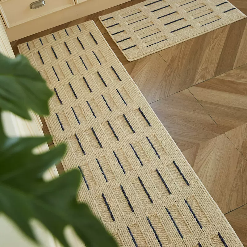 奶油风厨房地垫家用防滑防油可擦免洗厨房专用脚垫进门垫长条地毯