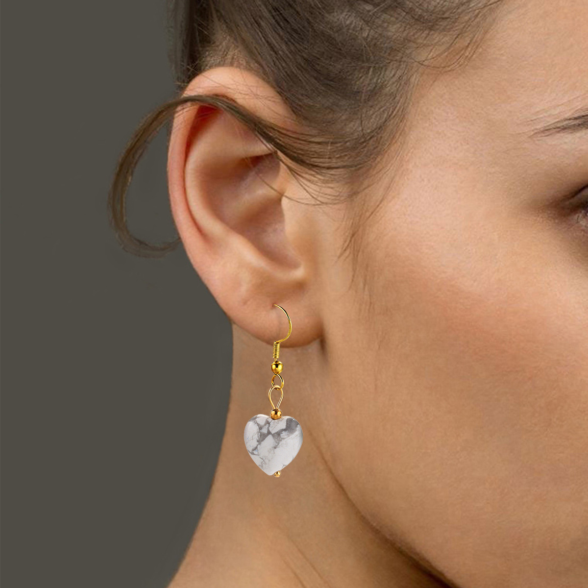 Cruz-frontera europea y americana hecha a mano piedra natural a juego de acero inoxidable melocotón corazón colgante accesorios de la joyería DIY en forma de corazón pendientes collar