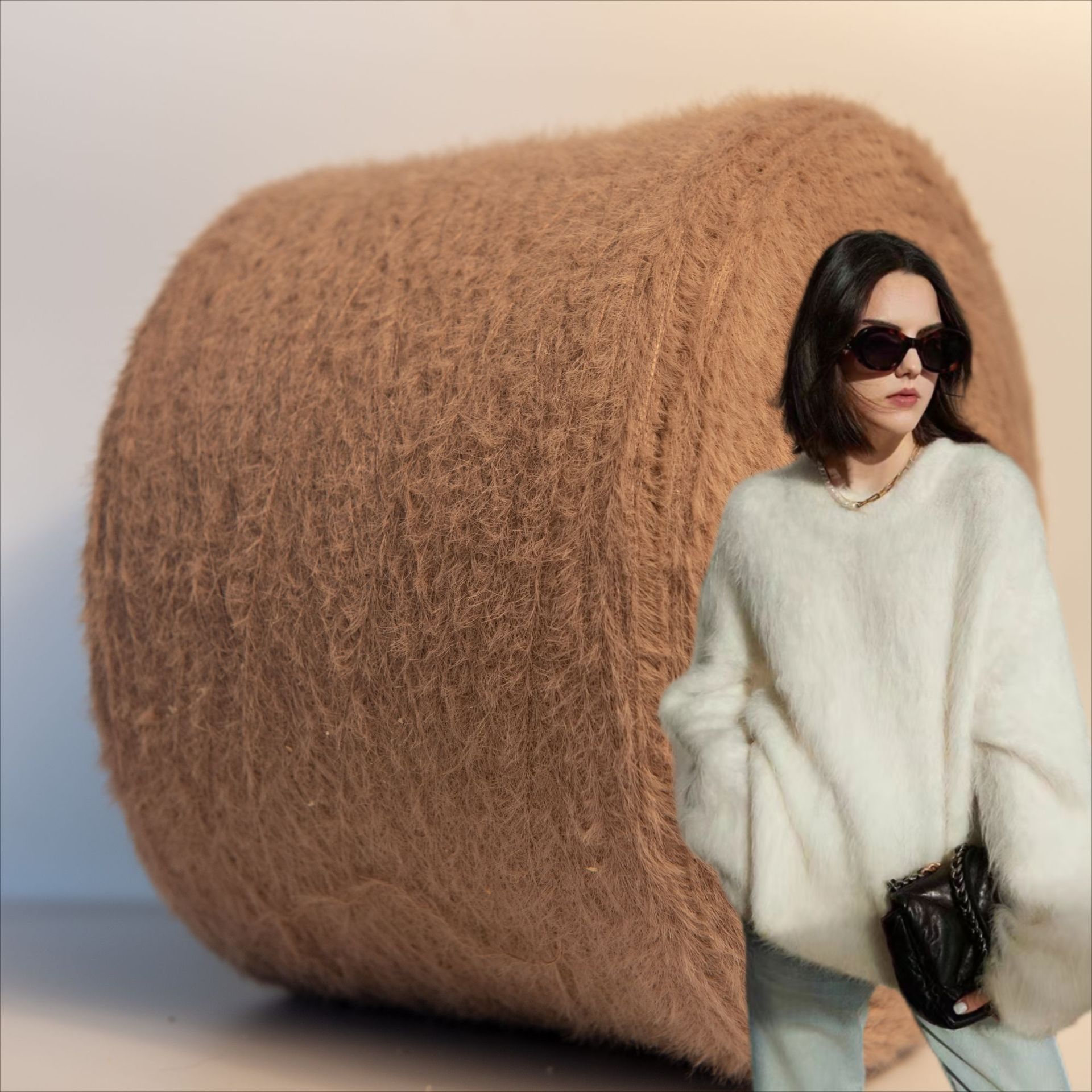 直供100%尼龙0.9公分仿貂毛花式纱羽毛纱针织纱线秋冬装围巾帽子