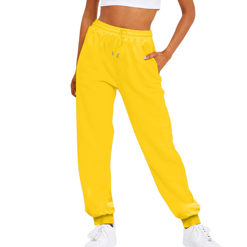 Comfy High-Waist Loose Running Pants with Fleece 2024 Women's High-Waist Slow-Drying Sweatpants Casual Ribbed Sweatpants