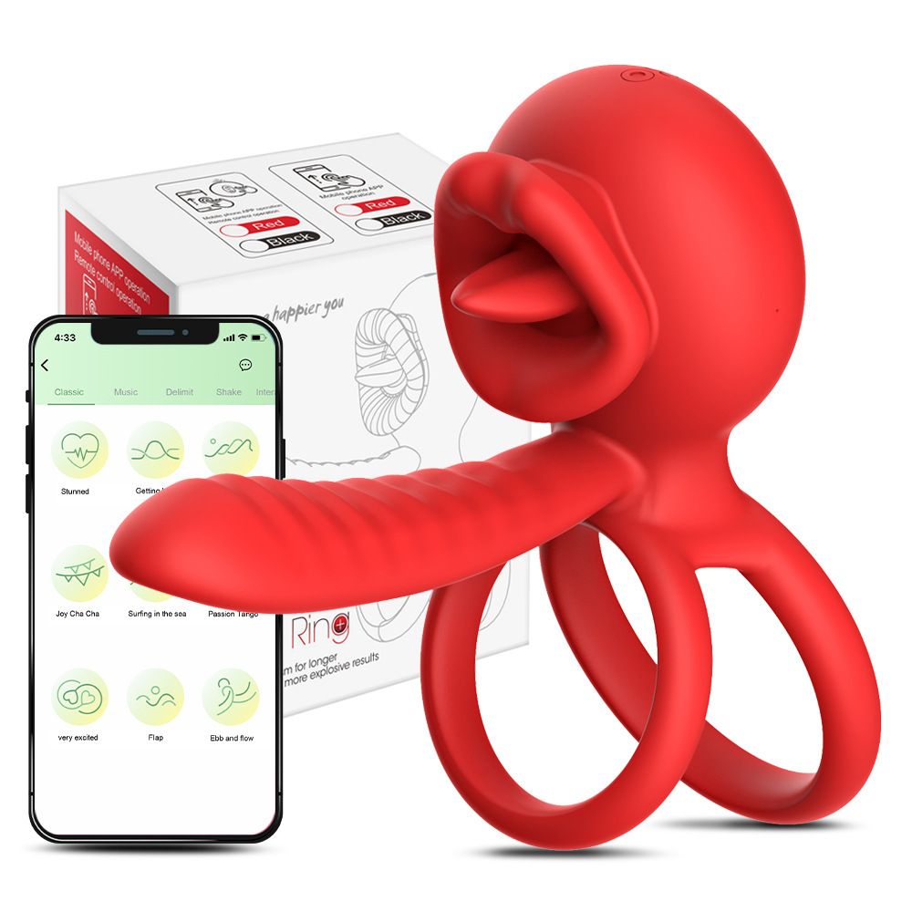 Rose APP bloqueo fino anillo de vibración de 9 frecuencias para hombres, dispositivo de masturbación impermeable silencioso, anillo de silicona de bloqueo fino, productos sexuales para adultos