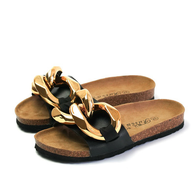 summer new pattern Cross border lady cork slipper Ferrule Cork leisure time ventilation Sandy beach Sandals customized