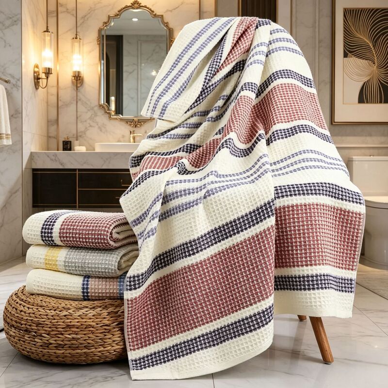 Cross-Border Gauze Pure Cotton Honeycomb Waffle Towels and Bath Towels for Adults, Soft and Comfortable, Available for Wholesale and Retail Cross-Border Gauze Pure Cotton Honeycomb Waffle Towels and Bath Towels for Adults, Soft and Comfortable, Available for Wholesale and Retail