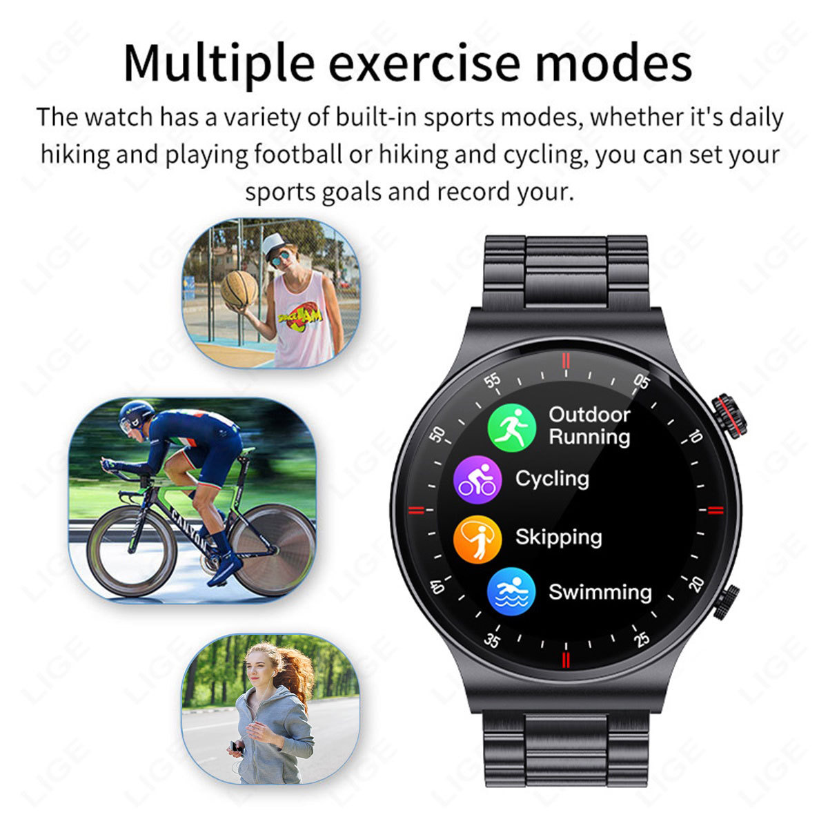 Men's Smartwatch Heart Rate Blood Pressure Blood Oxygen Monitoring Music Playback Remote Control Camera Bluetooth Calling_voghion.com