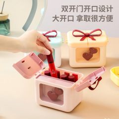 蝴蝶结口红收纳盒梳妆台化妆品整理盒宿舍唇釉指甲油防尘精致带盖