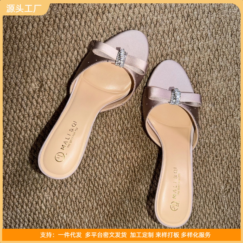 B359-11 Round-Toe Version~2026 Exquisite Niche Rhinestone Sandals for Women with Bowknot and Open-Toe Design, Small High-Heeled Slippers B359-11 Round-Toe Version~2026 Exquisite Niche Rhinestone Sandals for Women with Bowknot and Open-Toe Design, Small High-Heeled Slippers