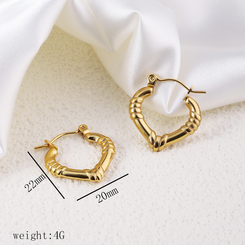 1 Pair Simple Style Commute Geometric Heart Shape Plating Titanium Steel Drop Earrings Earrings Ear Studs display picture 7