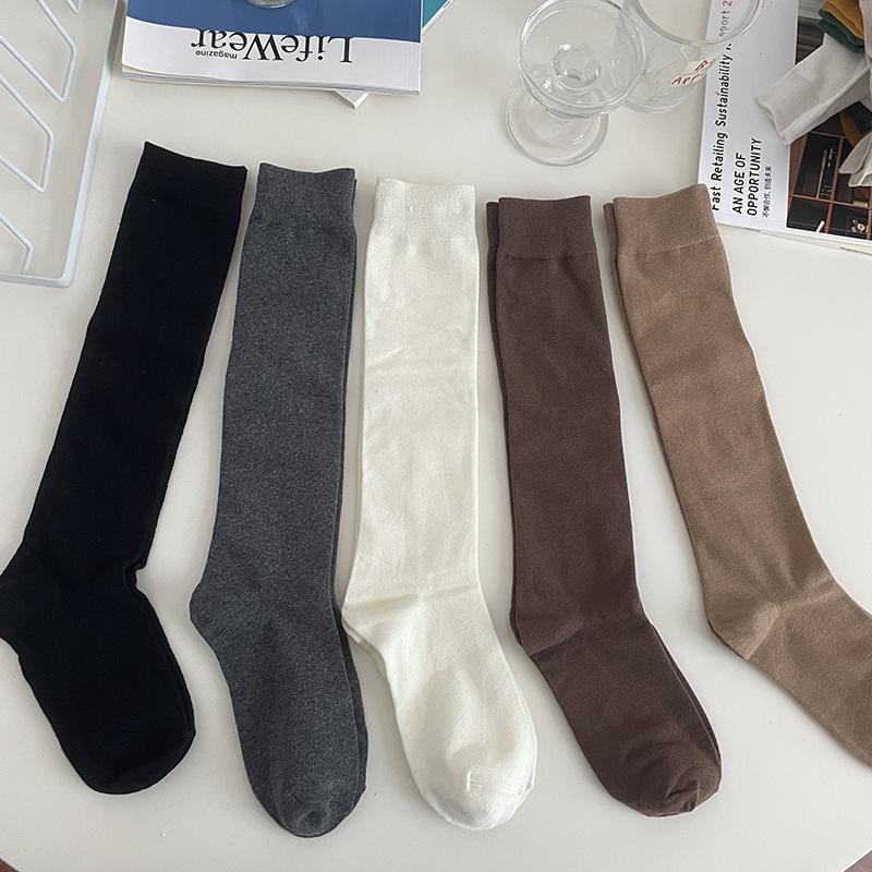 Small leg socks women's autumn and winter jk solid color high socks women's black knee-high stockings all-match beautiful legs