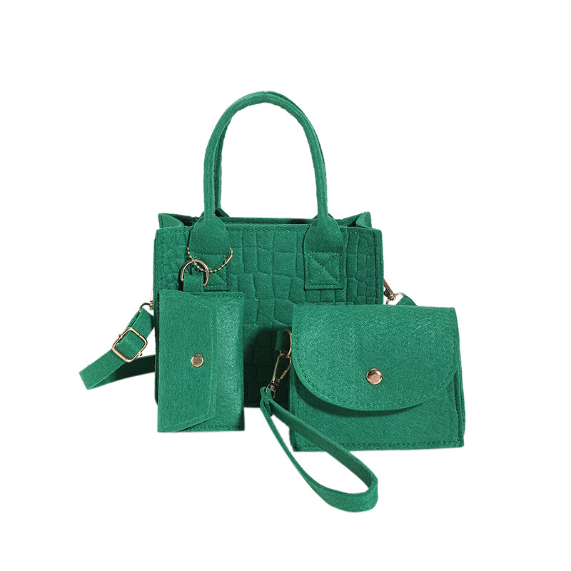 Patrón de cocodrilo de fieltro color sólido portátil pequeño bolso cuadrado conjunto de tres piezas bolso de la madre y el niño 2023 popular hombro crossbody simple bolso de las mujeres