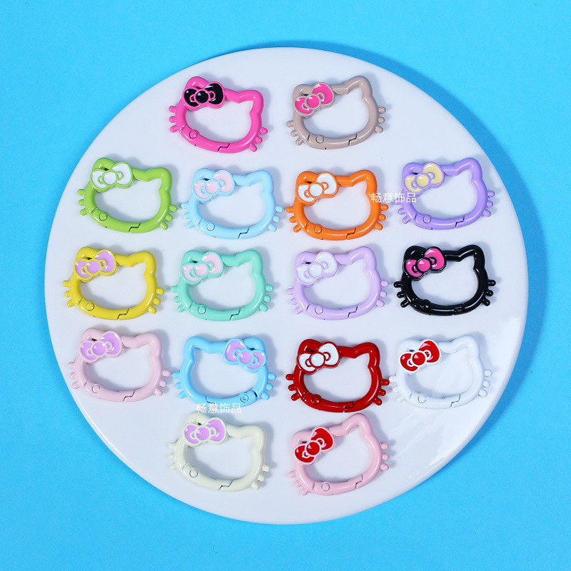 创意卡通彩色合金KT猫蝴蝶结弹簧扣百搭箱包材料挂件diy饰品配件