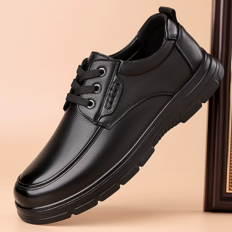 Мужские повседневные кожаные туфли из натуральной кожи, мужские модные новые мужские туфли из воловьей кожи на шнуровке 2025 года для пап среднего и пожилого возраста