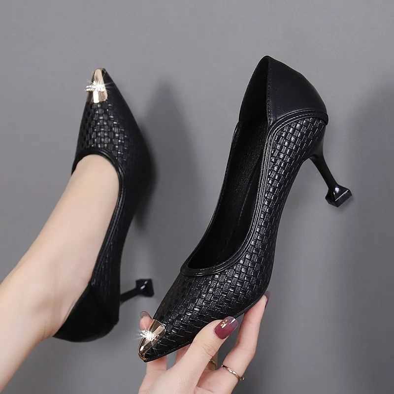 [Fashion genuine goods] real soft leather high heels 2021 new fairy student stiletto heel sexy professional work shoes