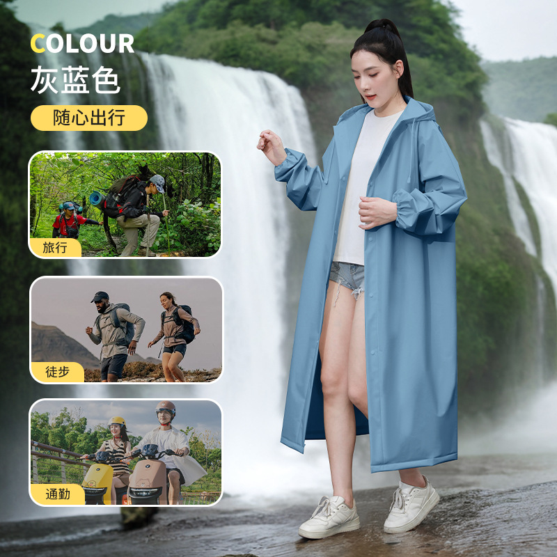 Adultos no desechables chaqueta de lluvia larga al aire libre montaña viaje grueso todo el cuerpo tormenta lluvia gris portátil chaqueta de lluvia