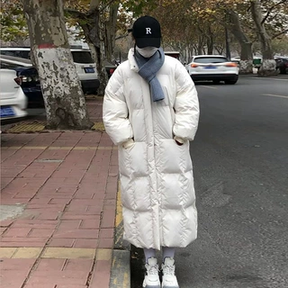 羽绒棉服女中长款过膝2024年冬季新款韩版宽松棉袄加厚面包服外套