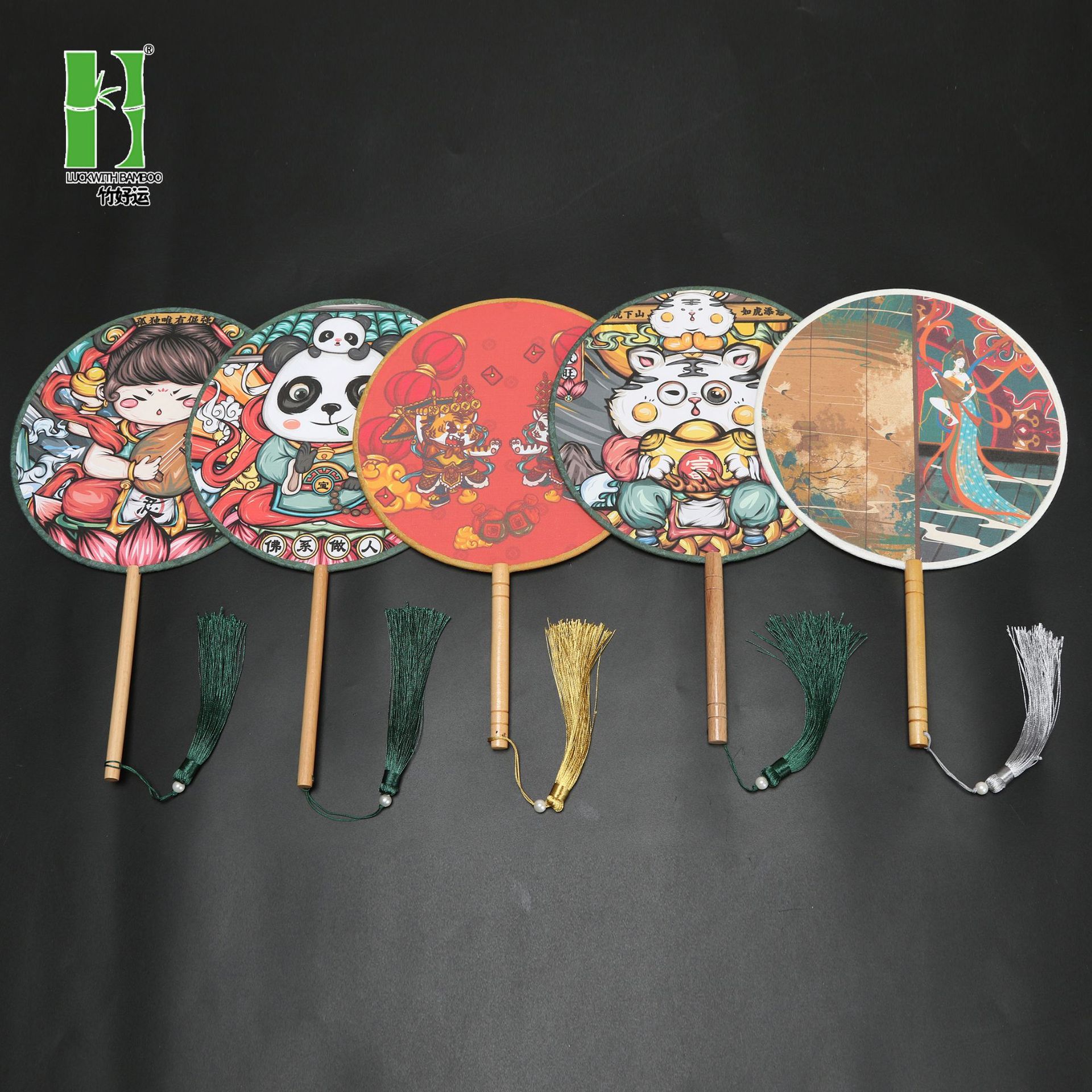 Entrega de una pieza dama de honor de moda Nacional mejor hombre ventilador danza foto paño de doble cara ventilador de la boda al por mayor ventilador de publicidad de dibujos animados