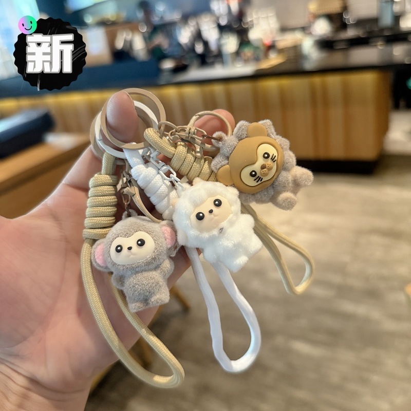 立体植绒动物钥匙扣公仔挂件植绒熊猫小猴子钥匙扣滴胶公仔小挂件|undefined
