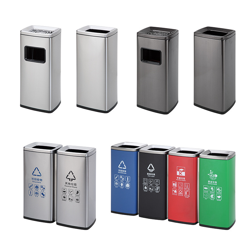 Cubo de ceniza de estilo de Hong Kong caja de fruta cesta de papel higiénico de mano Cubo de basura de acero inoxidable de doble capa retardante de llama