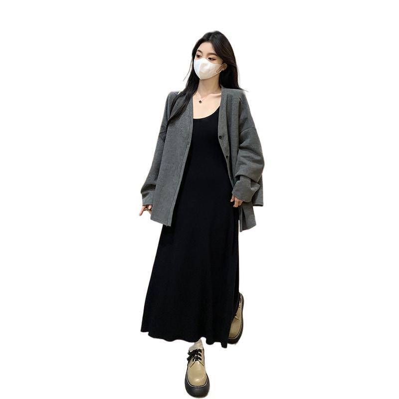300斤大码垂坠感吊带裙收腰长裙女装秋季胖MM显瘦遮肉裙子套装潮|undefined