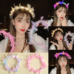 New Glowing Feather Crown, Internet Famous Fairy Crown, Night Market Stall Supply, Toys, Floor Promotion, QR Code Gift