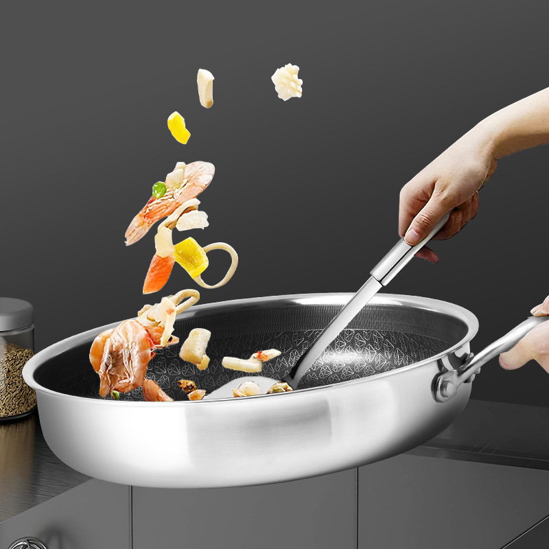 304 acero inoxidable pan de panal antiadherente electromagnético doméstico cocina de gas utensilios generales cocina de colza de fondo plano conjunto de cocina