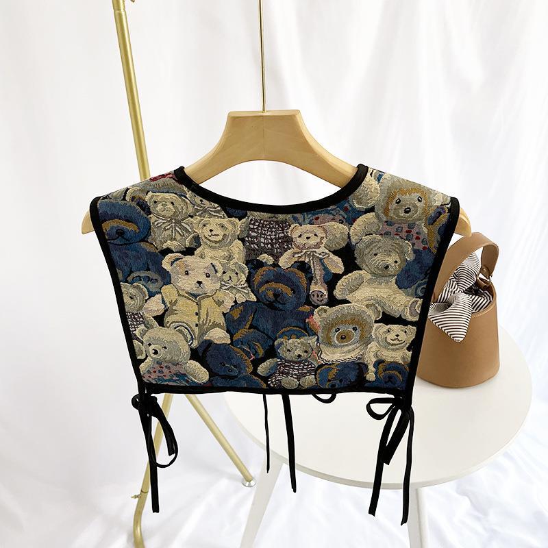 Scialle vintage con lacci da donna stile retrò collo stampato_voghion.com