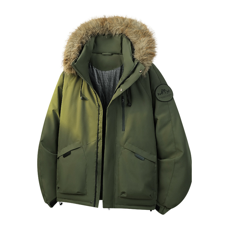 Cross-border foreign trade wholesale in-stock products: ZuoShanDiao men's and women's winter thickened warm hooded parka with detachable fur collar