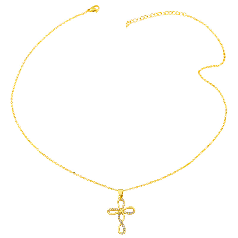 2022 New Zircon Cross Necklace For Women Ins Temperamental Minority Design Sense Clavicle Chain Neck Chain For Women Nky16 display picture 6