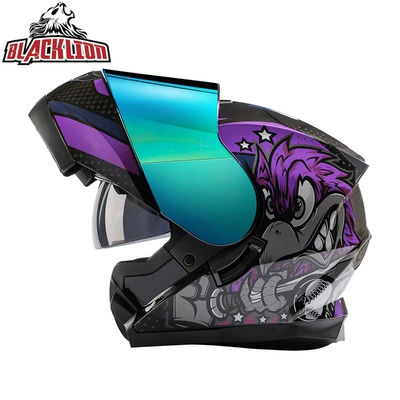 Motosiklet kaskı (dəbilqə) — Cross-Border Wholesale Bailide Motorcycle - purple-bird-colored-mirror-m57-58