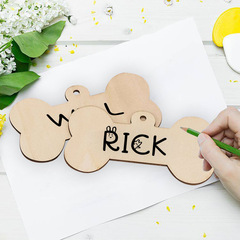 Pet Doorplate Hanger Bone DIY Pattern Identification Name Plate with Holes Suspension Decor Laser Engraving Ornament Batch