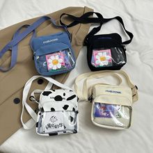 韩版可爱斜跨帆布包原宿少女软妹挎包帆布包休闲旅行单肩小包包