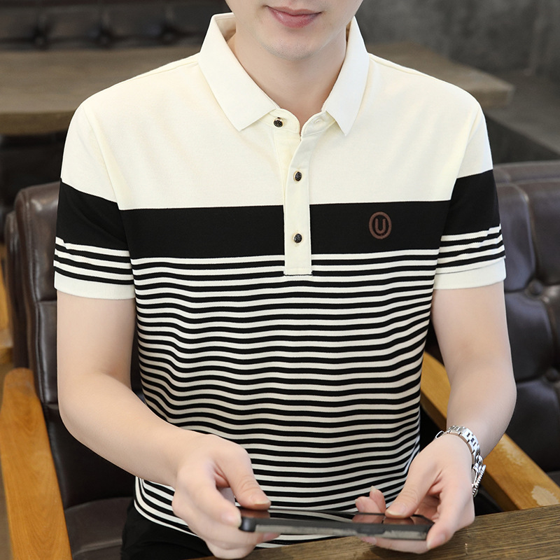 Taobaoke-5081-P38-2024 Camisa POLO a rayas de alta calidad de verano Camiseta de manga corta para jóvenes-Verano 21