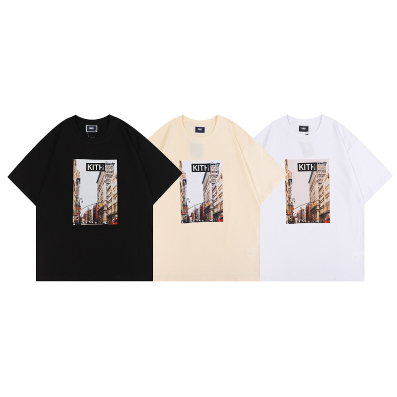 KITH classic small logo graphic T-shirt, minimalist and stylish, unisex, pure cotton, short-sleeved T-shirt for couples