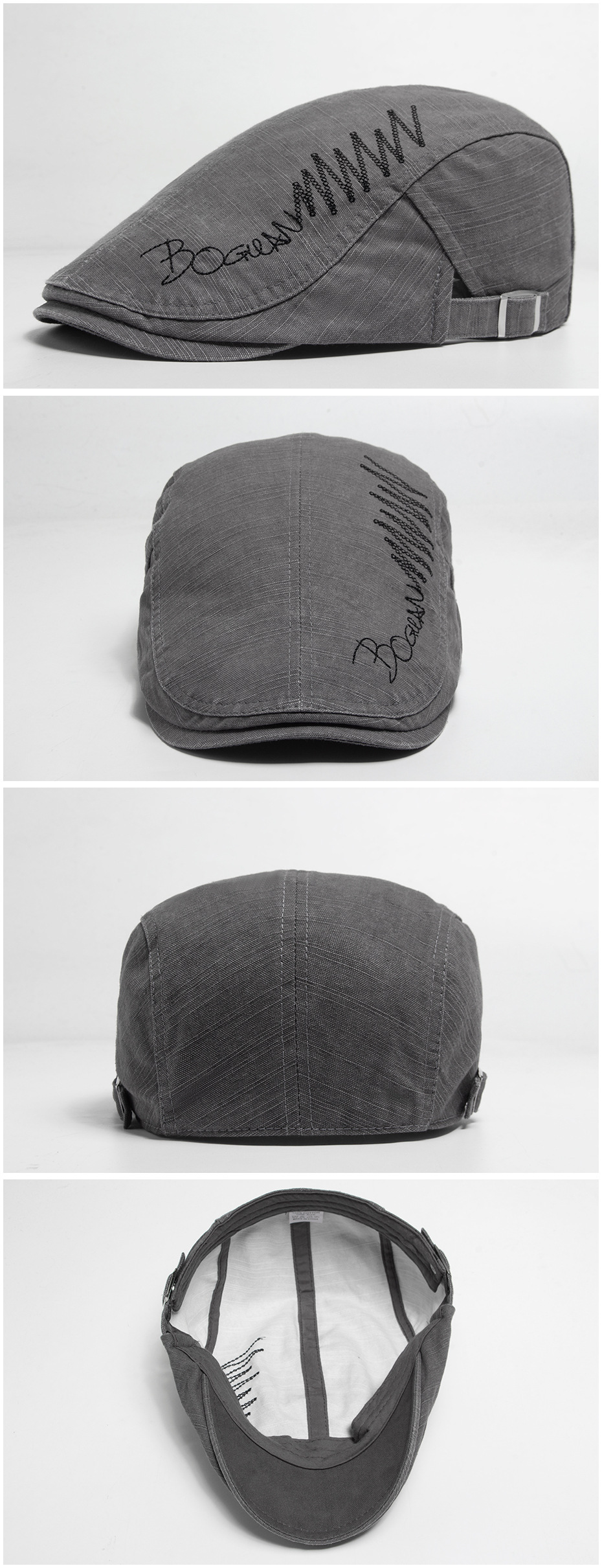 New Beret Spring and Autumn Pure Cotton Embroidered Duck Tongue Men's Fashion Casual Forward Hat_voghion.com