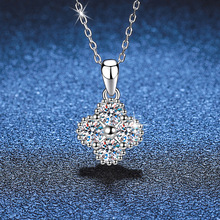 s925纯银莫桑石项链高端四叶草吊坠日韩轻奢感跨境专供莫桑石项链