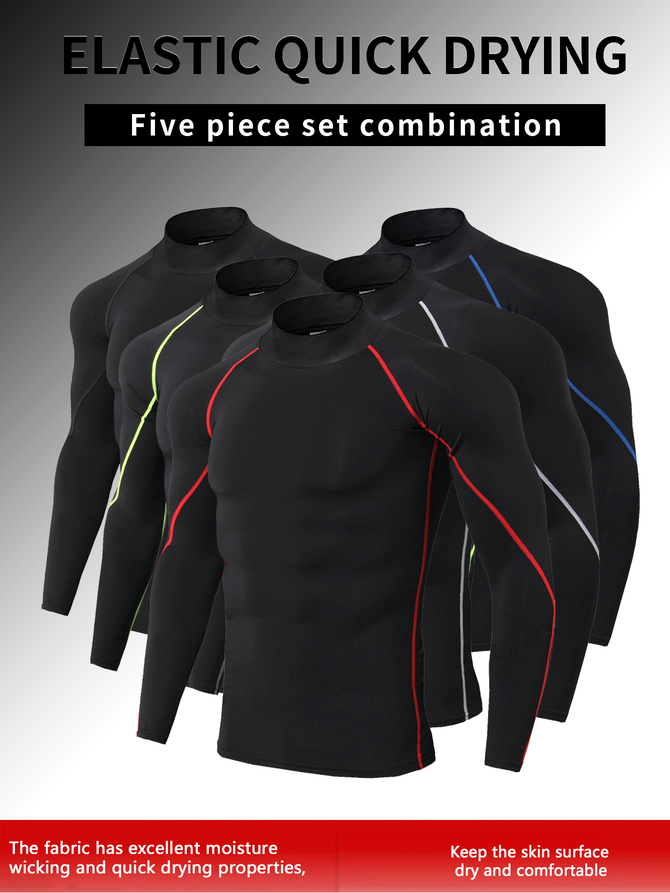 Ropa de fitness de cuello alto de código de belleza Camiseta de secado rápido elástica de manga larga para hombres Ropa para correr Entrenamiento de baloncesto Top de deportes al aire libre