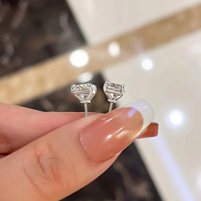 Rectangle Pattern 1 Pair Simple Style Shiny Rectangle Inlay Copper Zircon Ear Studs