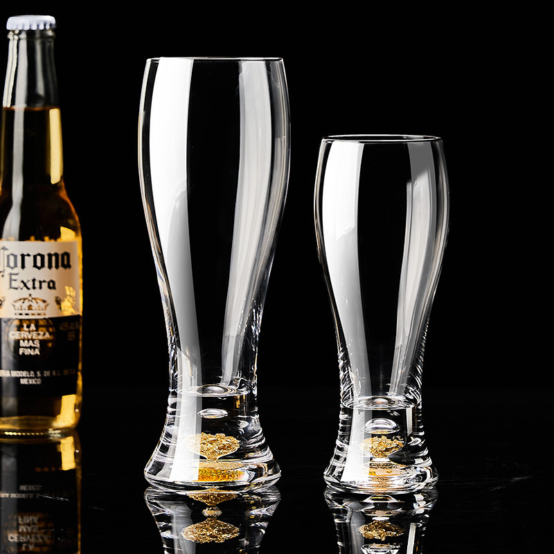Taza de vidrio de cristal de hoja de oro de alta calidad Taza de cerveza artesanal Taza de cerveza de gran capacidad Taza de jugo para el hogar Taza de bebida