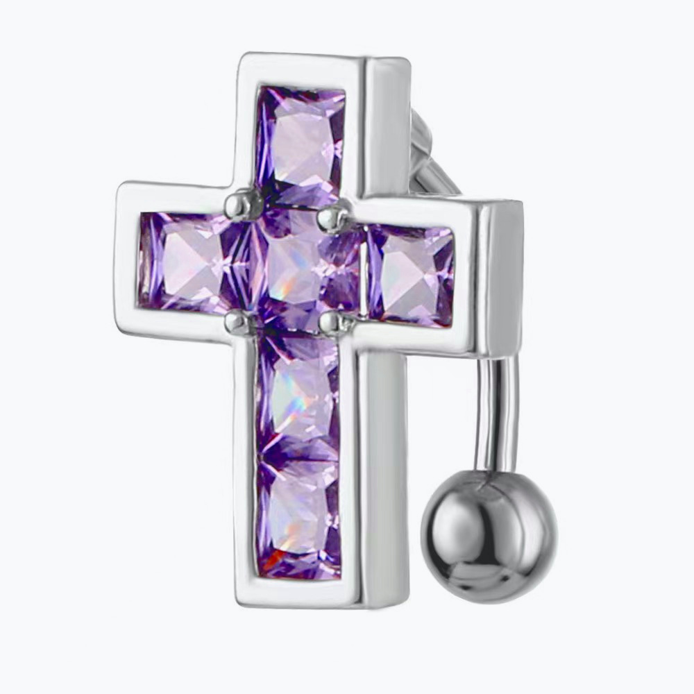 Boucles d'oreilles croix rose acier inoxydable piercing nombril_voghion.com