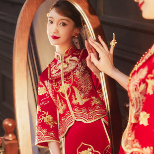 Xiuhe Wedding Dress for Women 2025 New Model, Slimming Chinese-Style Wedding Gown for Brides, Heavy Embroidery Dragon and Phoenix Robe Wholesale