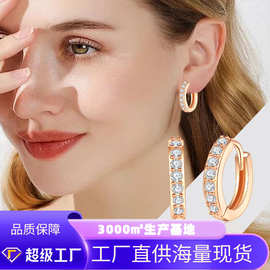 单排闪钻 耳环 韩版时百搭 耳圈耳扣 欧美银饰品耳钉
