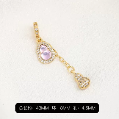 Zərgərlik ara hissələri, Gold-Plated Zirconia Gourd-Shaped Spacer - gold-purple