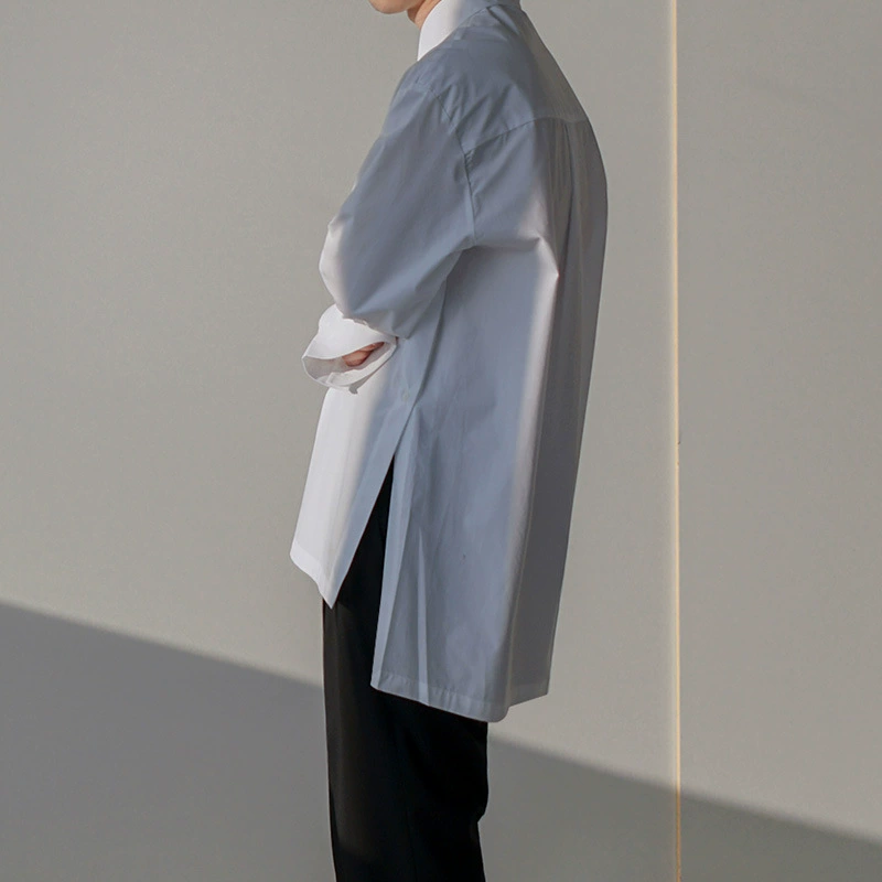 Мужская Осенняя мужская рубашка MYQ с длинными рукавами, трендовая Корейская рубашка, Куртка Свободная мужская одежда с разрезом