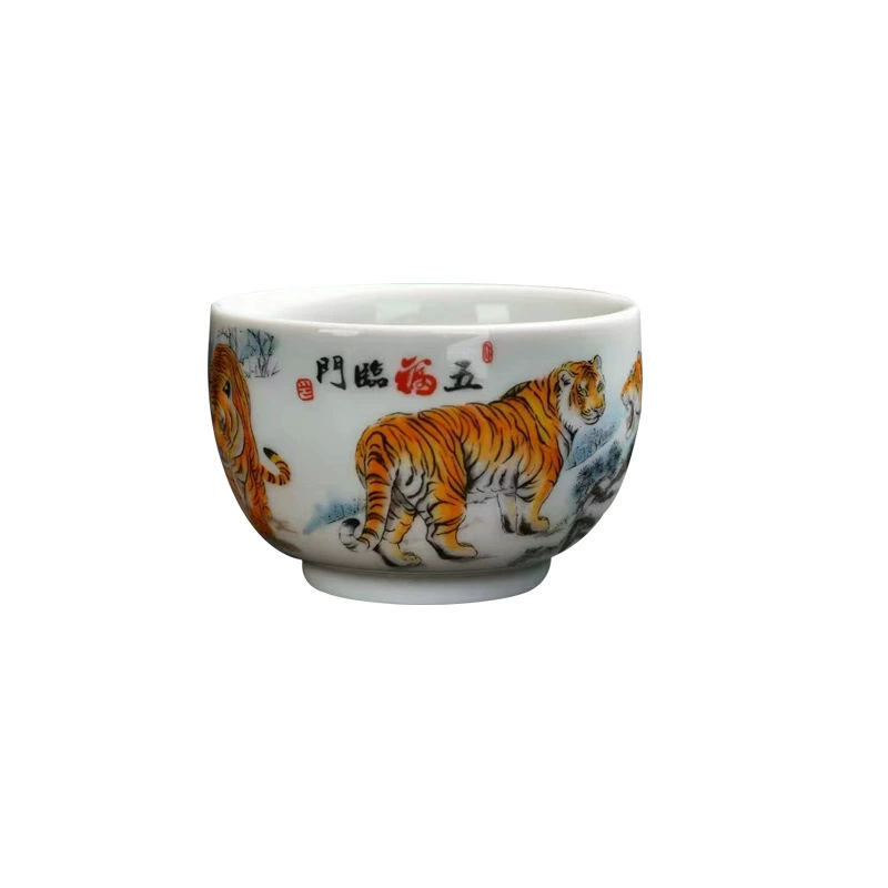 Big ceramic tea cup for home use, hand painting