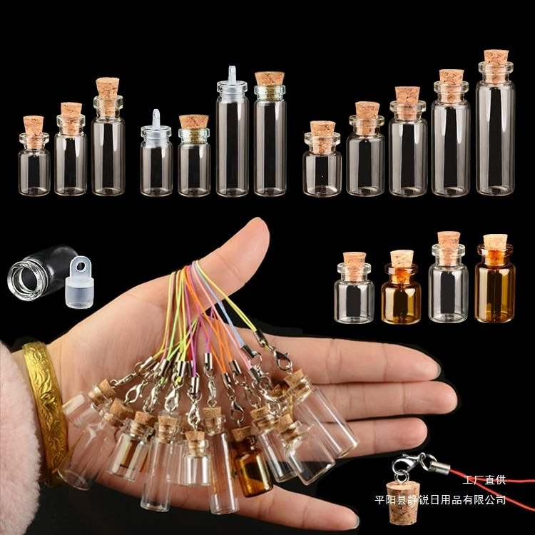 Милая мини-подвеска, стеклянная бутылка, маленькая пробковая бутылка желаний, бутылка-дрифт, герметичная маленькая бутылка, подвеска-ожерелье с крышкой
