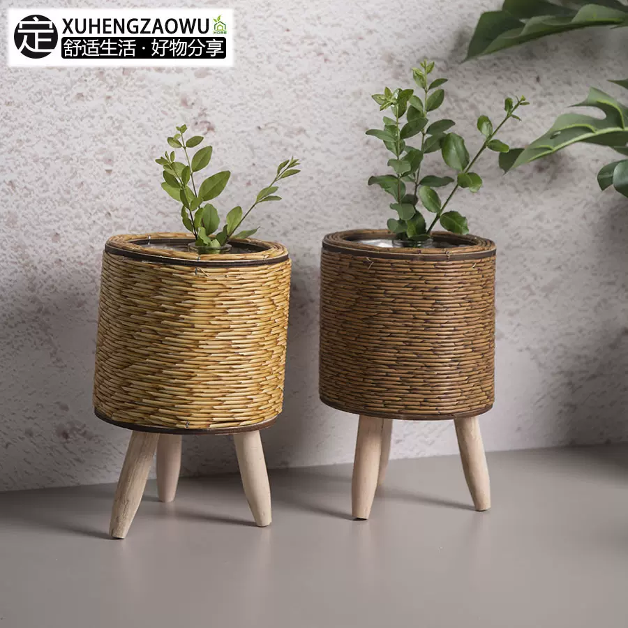 小单定制藤编花架花盆创意桌面多肉花盆来图来样定制量大优惠