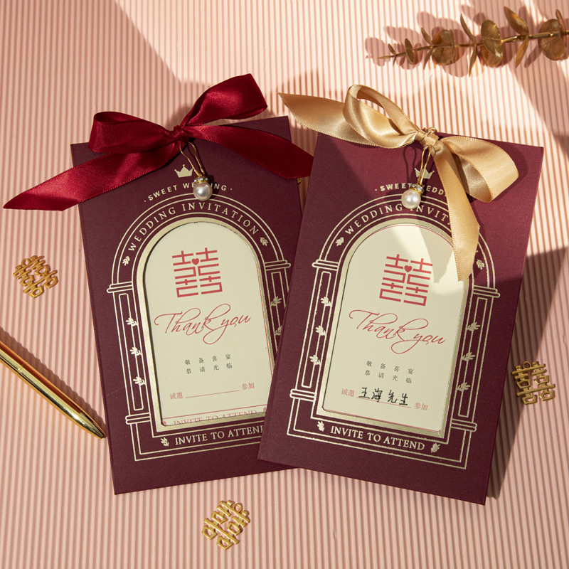 Wedding invitations, festive printing, creative Chinese style ribbons, high-end wedding invitations, wedding invitations, invitations factory
