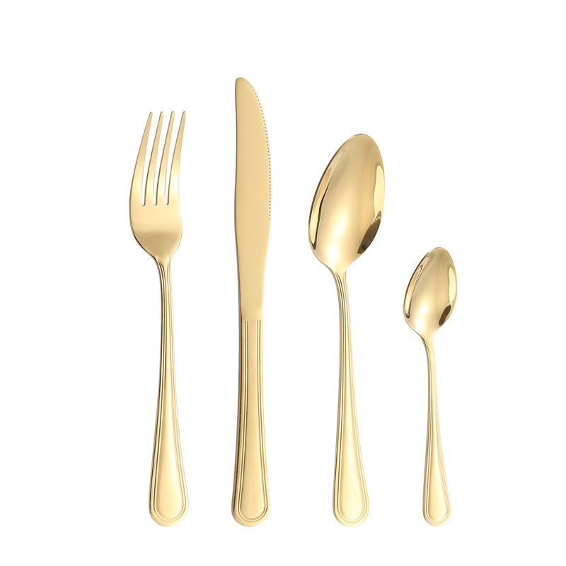 Cuchillo y tenedor de acero inoxidable cuchillo y cuchara de venta transfronteriza conjuntos de 24 piezas conjuntos de doble línea de suministros de hotel caja de regalo conjuntos de cubiertos