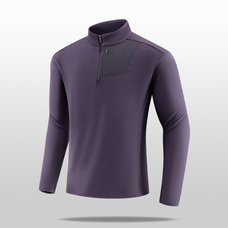 Autumn and Winter New Half-Zip Fleece Jacket for Men, Outdoor Big-Name Replacement Casual Stand-Up Collar, Skin-Friendly and Warm Long-Sleeved Sweatshirt