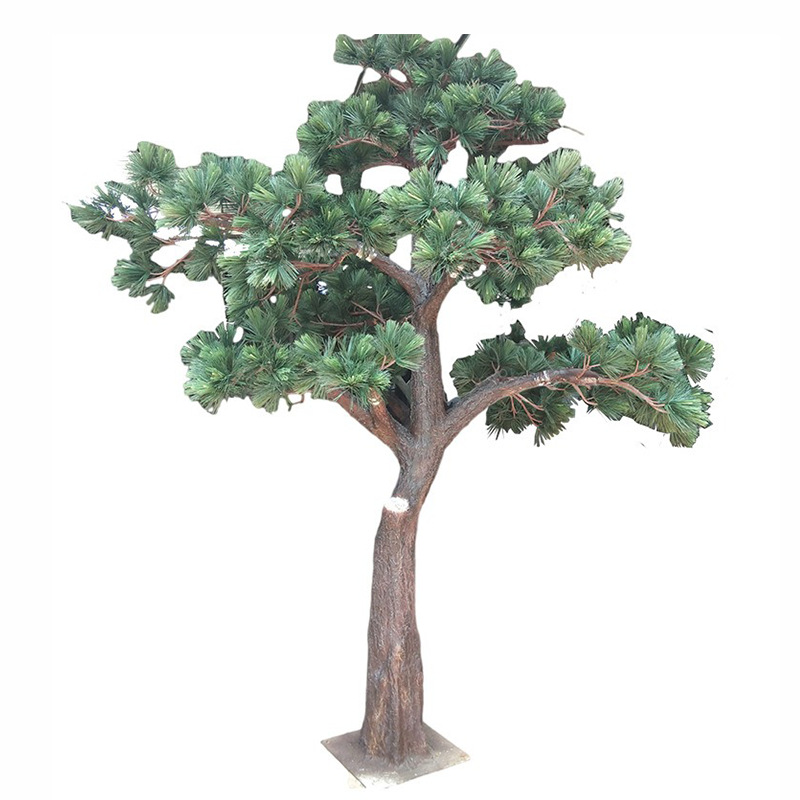 Simulación de pino de bienvenida Podocarpus, gran árbol, decoración de interiores, paisajismo, hermoso, gran paisaje de hotel, decoración de árboles falsos