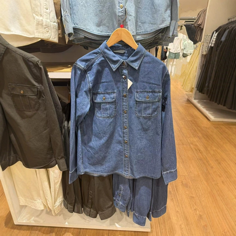 日本製婦人服デニムワークシャツ/長袖ウォッシュプロダクトシャツエアコンシャツジャケット/479579|undefined